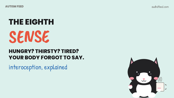 Coffee the black-and-white cat next to the words The Eighth Sense: Hungry? thirsty? tired? Your body forgot to say.
